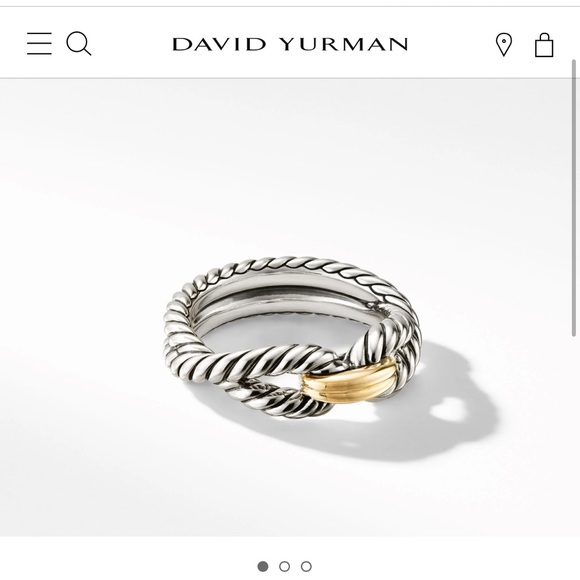 David Yurman Jewelry - David Yurman Cable Loop Band Ring in Sterling Silver with 18K Yellow Gold 7.5